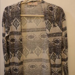 Patterned Black and Cream Cardigan